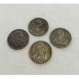 4 French IndoChina 10 cent coins. Dated 1939 with dot either side of date.