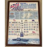 A framed & glazed poster of the Falklands Task Force. Frame size 64 x 89cm.
