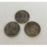 3 French IndoChina 10 cent coins. Dated 1939 with dot either side of date.