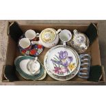 A box of assorted ceramic items to include Royal Worcester collectors plates.