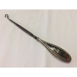 Silver handled button hook with inlaid tortoise shell handle. Hallmarked for Chester 1914. 280mm