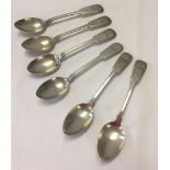 6 William IV silver fiddle back teaspoons with hallmarking for York 1835, the maker James Barber,