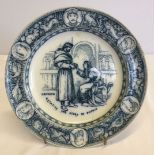 A Wedgwood 'Ivanhoe' plate in blue/green and white colours. Circa 1880. Urfried & Cedric design.