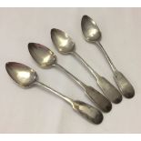 Four Georgian silver tea spoons 135mm long, weight approx 52g. Hallmarked Newcastle 1797/98 Thomas