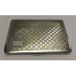 Hallmarked silver Art Deco design cigarette case with engine turned decoration and blank