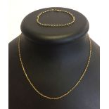 2 9ct gold chains, a belcher chain measuring 19cm and a 44cm chain. Total weight approx 4.4g.