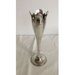 Art Nouveau silver bud vase c1920. Sheffield hallmark, maker Walter Latham & Son. Height 20.5cm, 5.