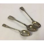 3 Hallmarked antique silver spoons 1) Coffee spoon hallmarked Sheffield 1899, decoration to