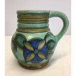 Flaxman Wade Heath Pottery jug, Richmond pattern. 17cm tall, c1936.