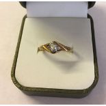18ct yellow gold diamond solitaire ring. Diamond approx .10pt, size O1/2, total weight approx 2.5g.
