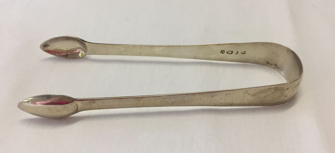 Georgian silver sugar snips hallmarked Newcastle 1799/1800 Thomas Watson. Weight approx 32g, 145mm