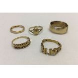 5 9ct gold scrap rings. Total weight 8.8g.