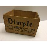 A vintage John Haig Dimple Scotch whisky crate 36 x 27 x 23cm with customs and excise paper label