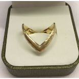 A 9ct gold wishbone ring size Q1/2. 3.7g.