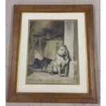 Framed & glazed watercolour of Pavlov's dog c1920s 39 x 29cm unsigned.