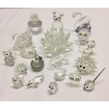 A collection of crystal animals & ornaments to include Swarovski items. Some a/f.