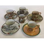 5 coffee cups with saucers of oriental design to include Noritake together with one other cup.