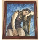 Francis Rudolph (1921-2005 English Latvian) oil on board study of a sleeping woman. 52 x 44cm.