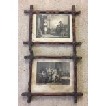 A pair of black and white prints: scenes taken from The Taming of the Shrew and The Merry Wives of