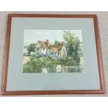A framed & glazed watercolour of Willy Lott's cottage in Suffolk (As seen in Constables 'The Hay