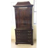 A Victorian 4 drawer mahogany tallboy with flame veneer. Approx 80cm wide x 183cm tall.