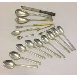 9 King George V coronation 1937 commemorative spoons, together with other assorted plated cutlery.