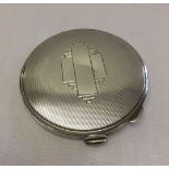 Art Deco hallmarked silver powder compact with deco and engine turned design. HM Birmingham 1937,