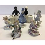A small collection of ceramic figurines to include Metzler & Ortloff and 19th century continental