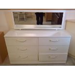 A modern white 6 drawer dressing table with mirror, approx 123 x 112cm