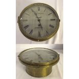 A 19th century George E Douglas Dumbarton bulkhead clock steel face and brass case. Fusee