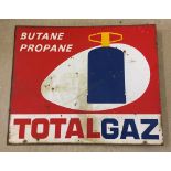 A double sided enamelled advertising shop sign for Total Gaz, butane and propane gas.