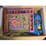 A box containing a large quantity of wooden beaded necklaces, letters, strings & beads