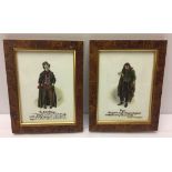 2 framed and glazed ceramic tiles depicting 'Fagin and "The Artful Dodger"', handpainted by G.A.