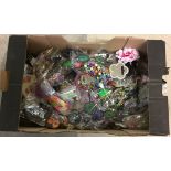 A box of costume & childrens jewellery, sunglasses & beads.