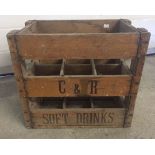 A C & R advertising wooden bottle crate dated 1965.