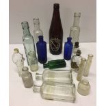 A small collection of glass bottles to include Bullards beer.