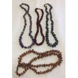 4 natural stone necklaces of varying lengths comprising of amethyst, carnelian, agate & sodalite.