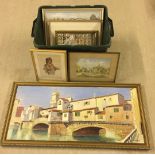 2 watercolours of room settings both signed Annie Williams. One is framed & glazed and the other