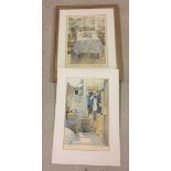 2 watercolours of room settings both signed Annie Williams. One is framed & glazed and the other