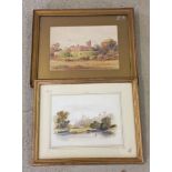 2 small framed & glazed watercolours depicting castle scenes, one signed F.W. Morgan, both approx 18