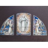 3 watercolour sketches, Christ ascending flanked by 2 angels. Florence Camm 1874-1960 (attrib).