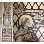 Florence Camm (attrib) cartoon, St Francis, Rowington church, dated 1937, 210cm (83")