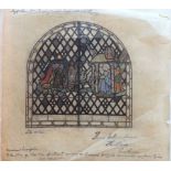 Watercolour sketch Baptist Church, Cradley. Adoration of the Magi. Florence Camm (attrib.) On