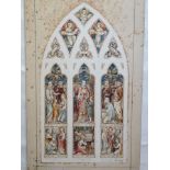 Watercolour sketch, St Peter & Dorcas, Thomas W Camm (attrib), design #3209, picture area measures