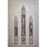 Watercolour sketch, Crucifixion, Thomas William Camm (attrib), design # 77, measures approx 36cm x