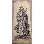 Stained glass cartoon, pencil and watercolour of St. John the Evangelist by Camm Studios Dated 1907