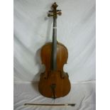 An old cello with 30" two-piece back and