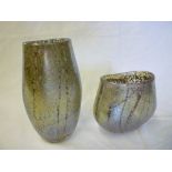 Two matching Cornish studio glass vases