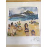 A coloured limited edition print "Bather