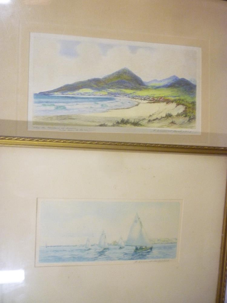 Two coloured etchings signed by R. Cress